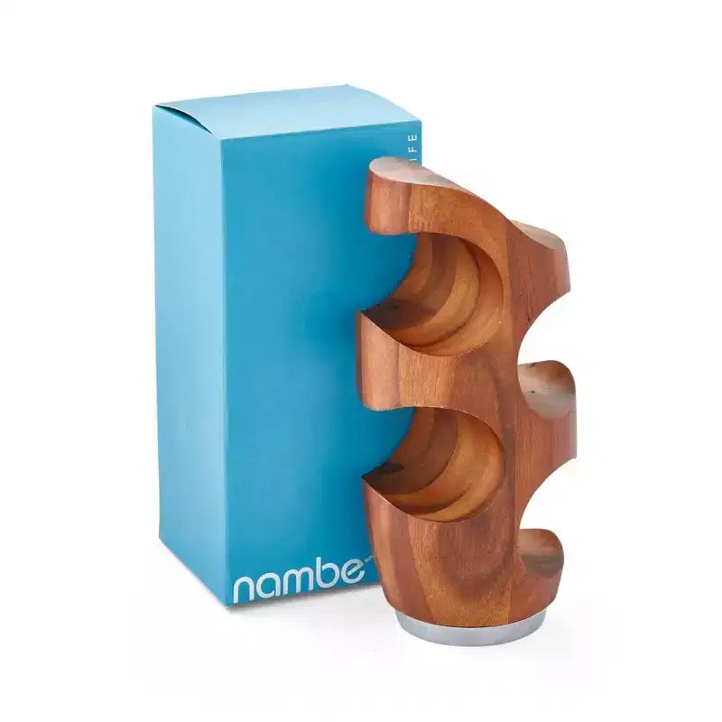 Acacia Wood & Alloy 4-Bottle Display Rack, 6x13" Tabletop Wine Holder