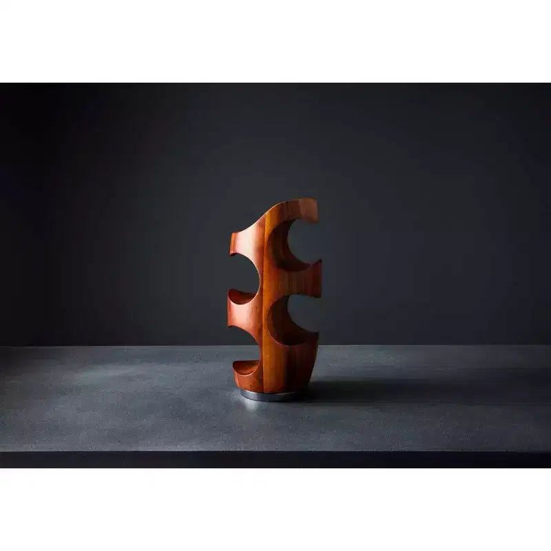 Acacia Wood & Alloy 4-Bottle Display Rack, 6x13" Tabletop Wine Holder