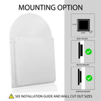 24x36 Arched Recessed Medicine Cabinet, Metal Frame, Adjustable Shelves, White