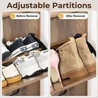 Farmhouse Wood Shoe Cabinet with 2 Flip Doors & Removable Shelves for Entryway