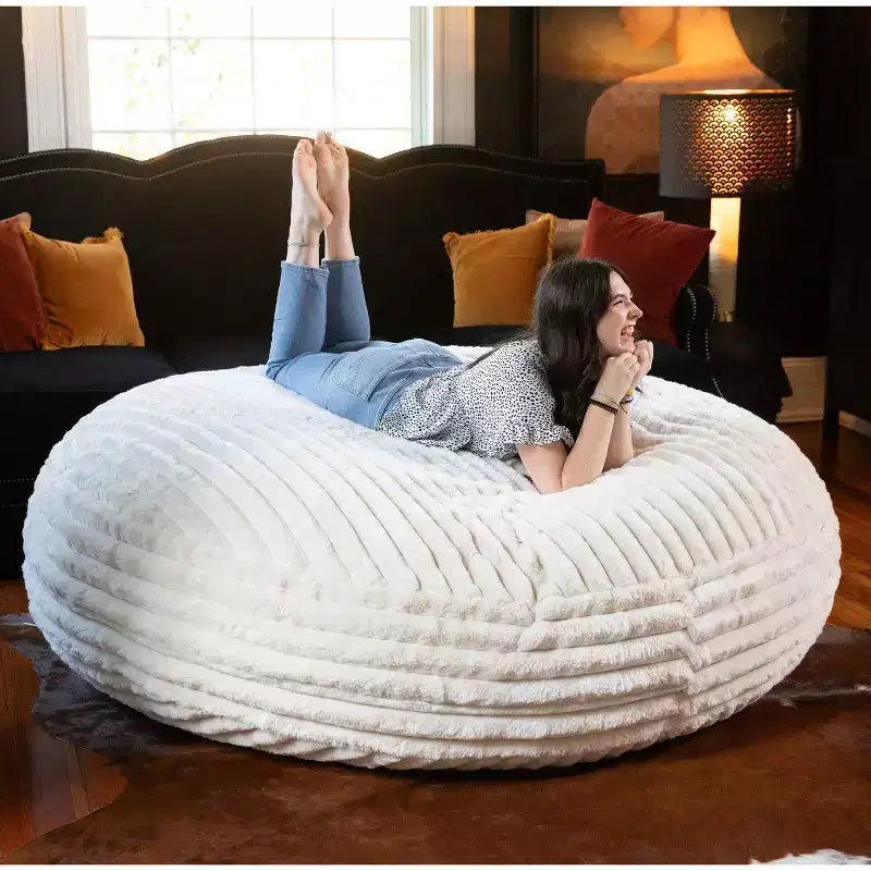 6-Foot Large Bean Bag Chair for Adults, Premium Luxe Faux Fur
