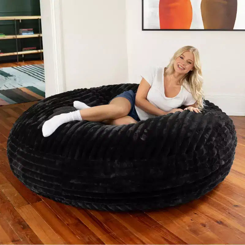 6-Foot Large Bean Bag Chair for Adults, Premium Luxe Faux Fur