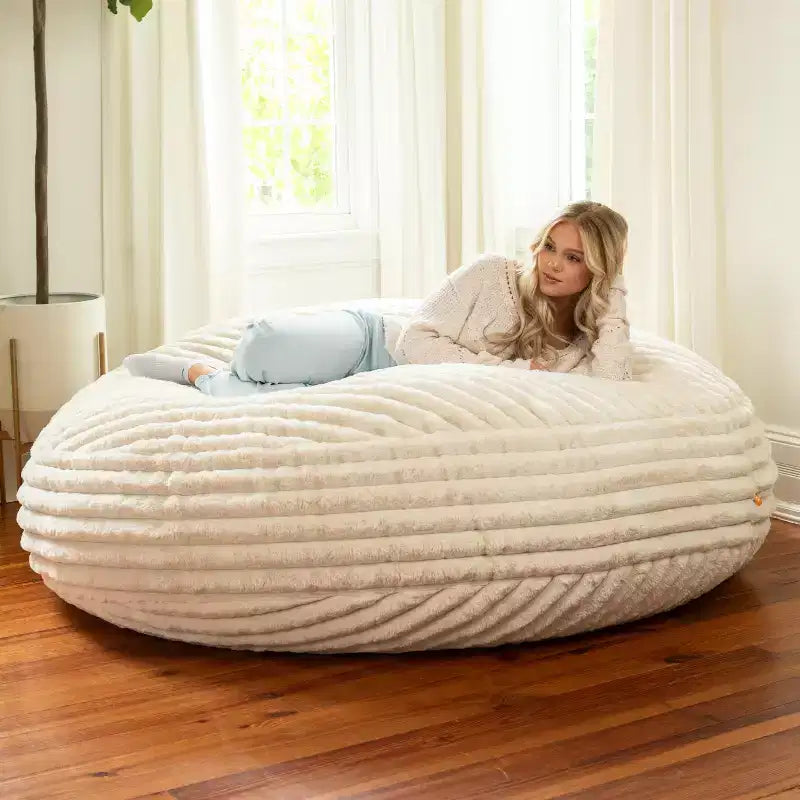 6-Foot Large Bean Bag Chair for Adults, Premium Luxe Faux Fur