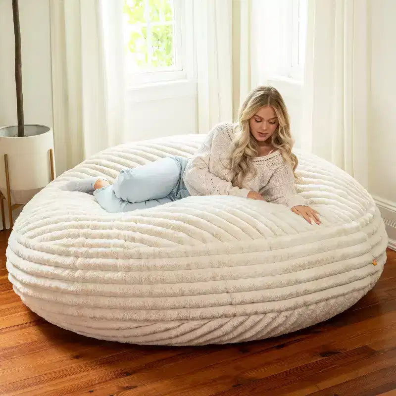 6-Foot Large Bean Bag Chair for Adults, Premium Luxe Faux Fur