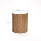 18.9" Round Accent Side Table with Faux Marble Top, Brown, for Living Room or Bedroom