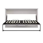 Twin Size Murphy Wall Bed with Side Cabinet & Bookshelf, Folds into Cabinet, Rustic White