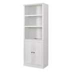 Twin Size Murphy Wall Bed with Side Cabinet & Bookshelf, Folds into Cabinet, Rustic White