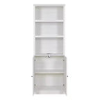 Twin Size Murphy Wall Bed with Side Cabinet & Bookshelf, Folds into Cabinet, Rustic White
