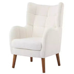 Modern Wingback Accent Chair with Birch Wood Legs & Teddy Fabric Upholstery