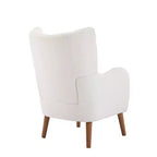 Modern Wingback Accent Chair with Birch Wood Legs & Teddy Fabric Upholstery