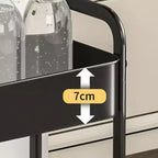 3 Tier Rolling Cart w/Table top, Metal Rolling Utility Cart on Wheels, Sturdy Storage Organizer Cart w/Hooks for Office, Classroom, Kitchen