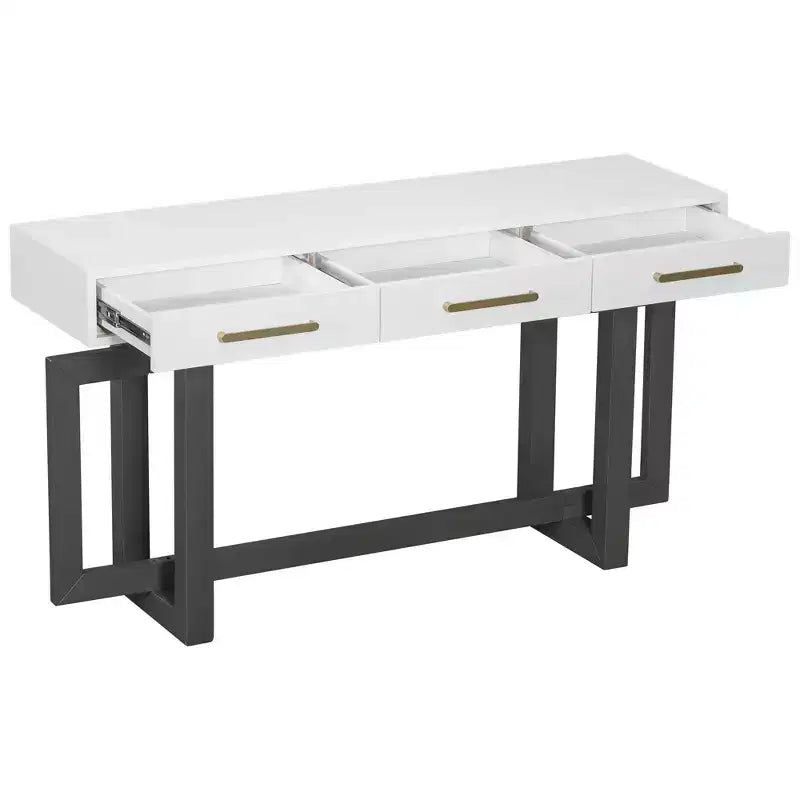 57" Modern Console Table with 3 Storage Drawers for Entryway, Hallway & Living Room