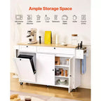 35.5" Rolling Kitchen Island Cart with Drawer, Drop Leaf & Storage Cabinet, White