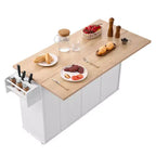 35.5" Rolling Kitchen Island Cart with Drawer, Drop Leaf & Storage Cabinet, White