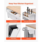 35.5" Rolling Kitchen Island Cart with Drawer, Drop Leaf & Storage Cabinet, White
