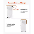 35.5" Rolling Kitchen Island Cart with Drawer, Drop Leaf & Storage Cabinet, White