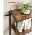 5-Tier Convertible Industrial Corner Bookshelf with Metal Frame, 9.4" x 40.2" x 55.9", Rustic Brown & Black