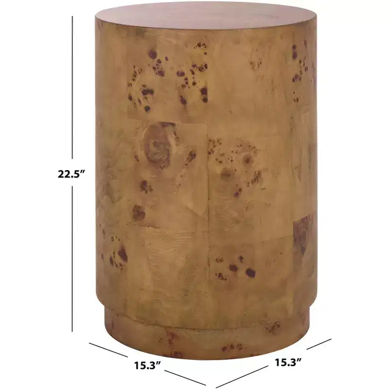Round Accent Side Table, Brown, for Living Room or Bedroom