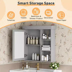 30" Wall Mounted Bathroom Medicine Cabinet with Mirror & 3 Adjustable Shelves