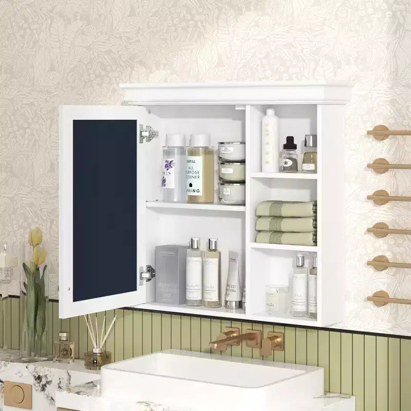 30" Wall Mounted Bathroom Medicine Cabinet with Mirror & 3 Adjustable Shelves