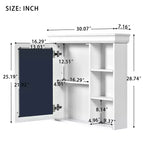 30" Wall Mounted Bathroom Medicine Cabinet with Mirror & 3 Adjustable Shelves