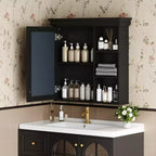 30" Wall Mounted Bathroom Medicine Cabinet with Mirror & 3 Adjustable Shelves