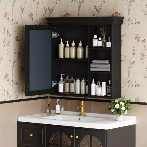 Armoire de toilette murale de 76 cm avec miroir et 3 étagères réglables