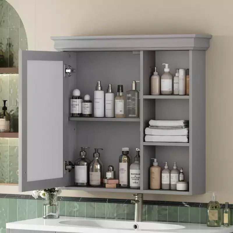 30" Wall Mounted Bathroom Medicine Cabinet with Mirror & 3 Adjustable Shelves