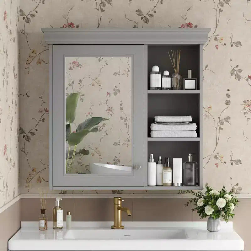 Armoire de toilette murale de 76 cm avec miroir et 3 étagères réglables