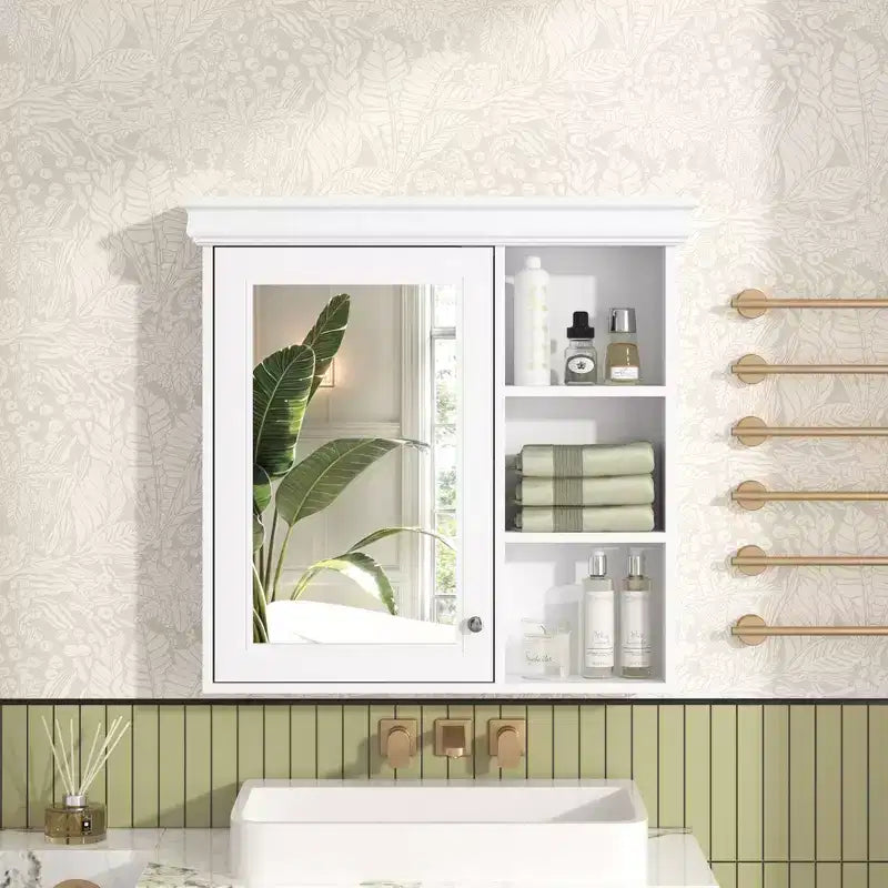 Armoire de toilette murale de 76 cm avec miroir et 3 étagères réglables