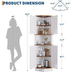 64.6" Farmhouse Corner Cabinet with 4 Barn Doors & 5 Adjustable Shelves