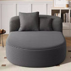 51" Oversized Corduroy Chaise Lounge Sofa Bed with 2 Pillows, Boneless Design