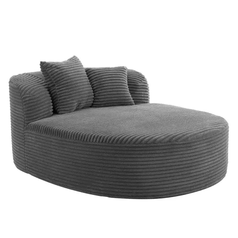 51" Oversized Corduroy Chaise Lounge Sofa Bed with 2 Pillows, Boneless Design