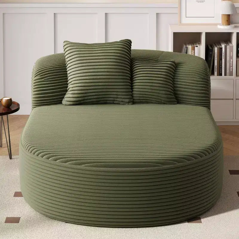 51" Oversized Corduroy Chaise Lounge Sofa Bed with 2 Pillows, Boneless Design