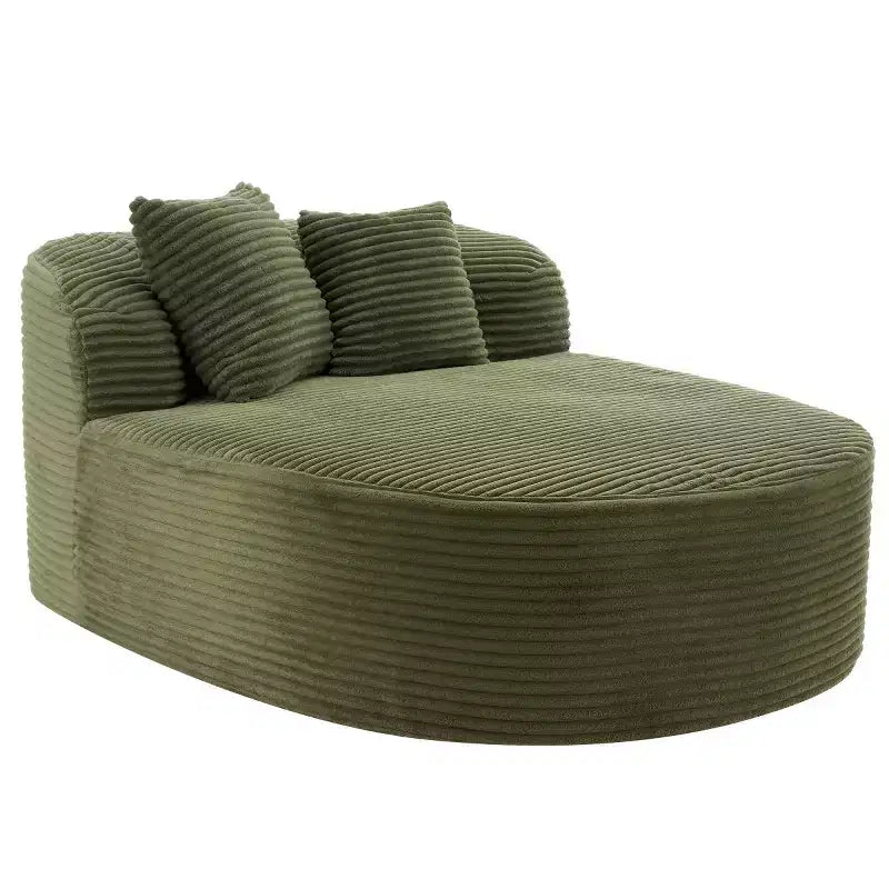 51" Oversized Corduroy Chaise Lounge Sofa Bed with 2 Pillows, Boneless Design