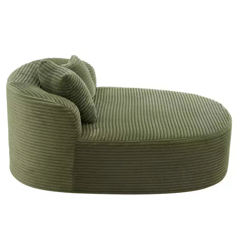 51" Oversized Corduroy Chaise Lounge Sofa Bed with 2 Pillows, Boneless Design