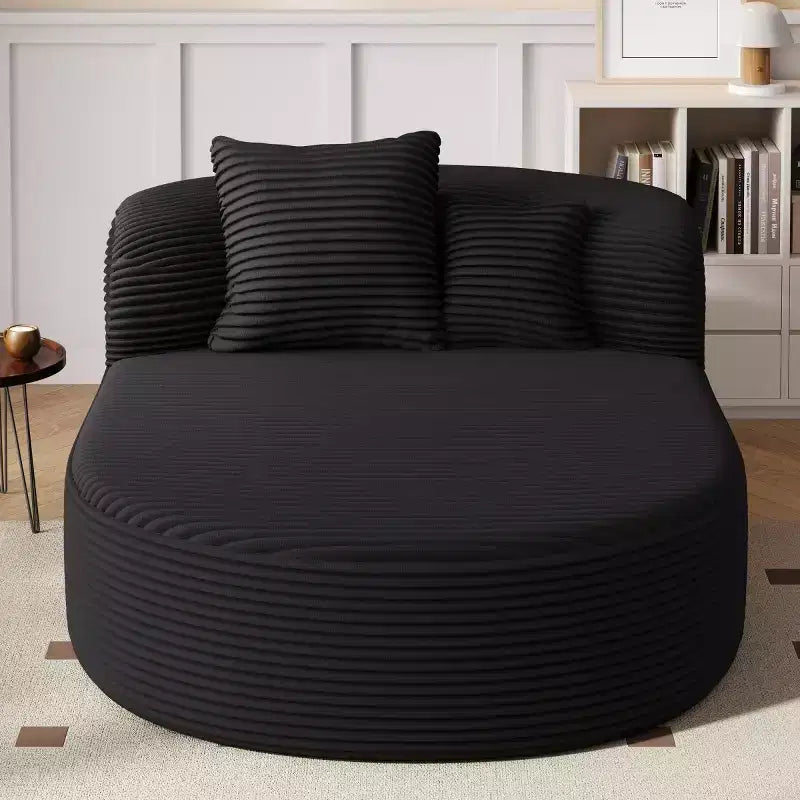 51" Oversized Corduroy Chaise Lounge Sofa Bed with 2 Pillows, Boneless Design