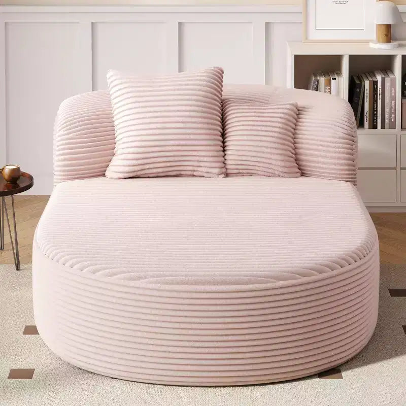 51" Oversized Corduroy Chaise Lounge Sofa Bed with 2 Pillows, Boneless Design