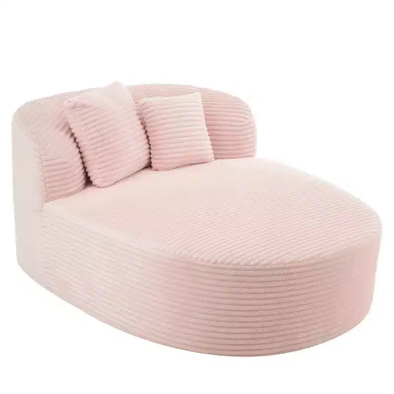 51" Oversized Corduroy Chaise Lounge Sofa Bed with 2 Pillows, Boneless Design