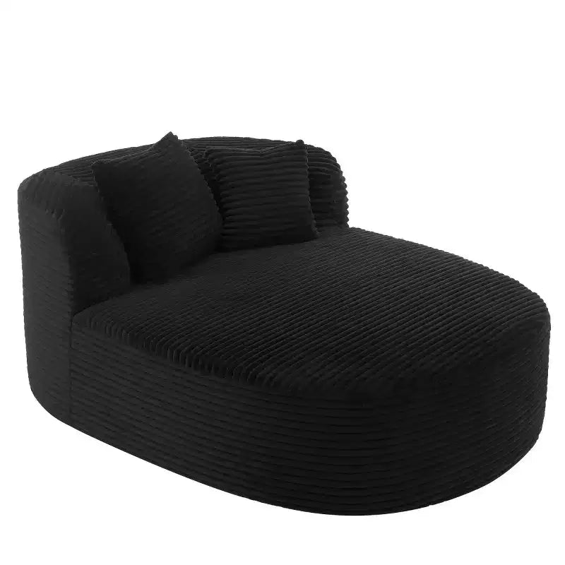 51" Oversized Corduroy Chaise Lounge Sofa Bed with 2 Pillows, Boneless Design