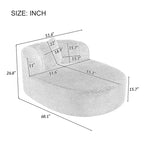 51" Oversized Corduroy Chaise Lounge Sofa Bed with 2 Pillows, Boneless Design