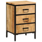 Bedside Cabinet with Drawer & Open Shelf, Natural Wood Color