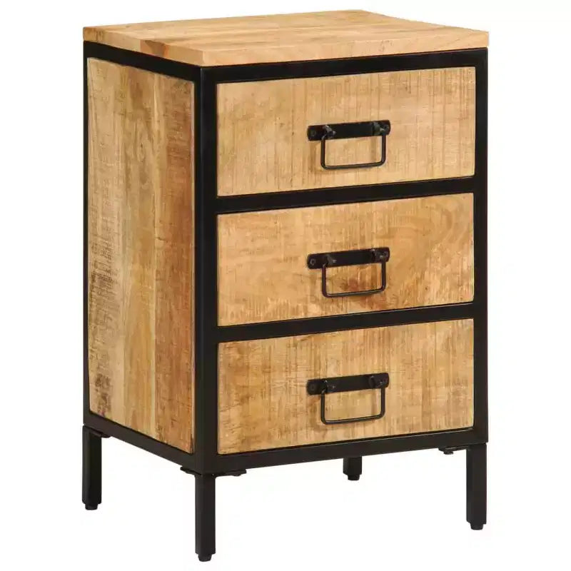 Bedside Cabinet with Drawer & Open Shelf, Natural Wood Color