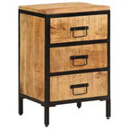 Bedside Cabinet with Drawer & Open Shelf, Natural Wood Color