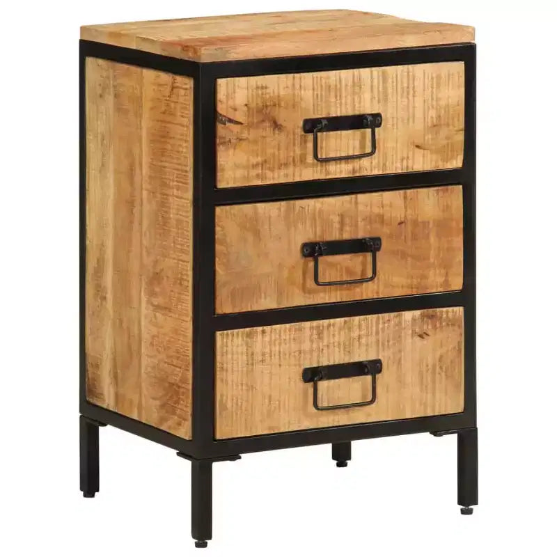 Bedside Cabinet with Drawer & Open Shelf, Natural Wood Color