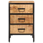 Bedside Cabinet with Drawer & Open Shelf, Natural Wood Color
