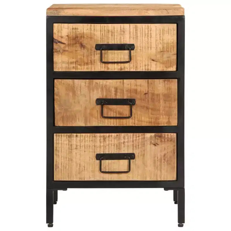 Bedside Cabinet with Drawer & Open Shelf, Natural Wood Color