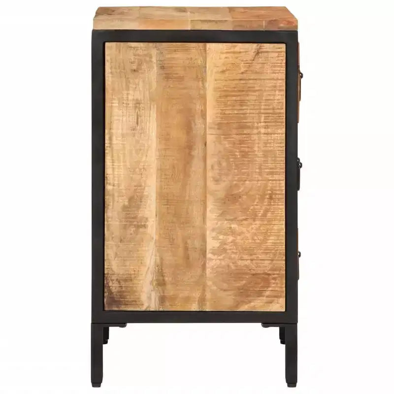 Bedside Cabinet with Drawer & Open Shelf, Natural Wood Color