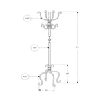 74" Metal Freestanding Coat Rack with 8 Hooks for Entryway, Hallway & Bedroom