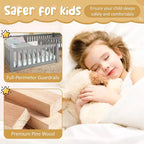Twin/Full Size House Bed with Door and Guardrails, Double Twin Wood Platform Bed for Kids
